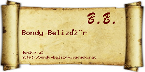 Bondy Belizár névjegykártya